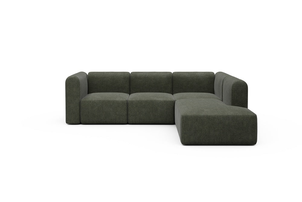 Rund Modular Sofa - Configurations 2 - M2H - 266 x 224 cm - 3 Seater + Open-end - 413 Esina Olive Green