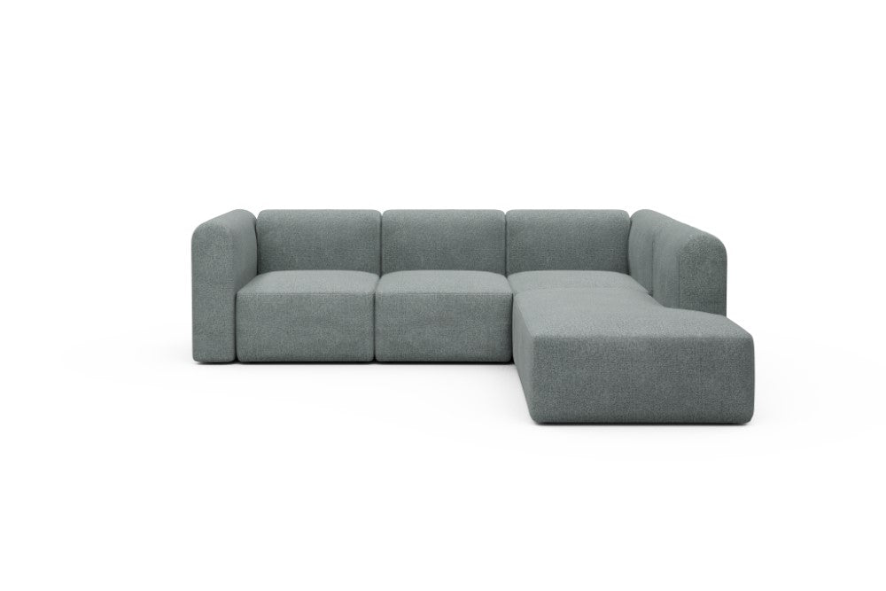 Rund Modular Sofa - Configurations 2 - M2H - 266 x 224 cm - 3 Seater + Open-end - 499 Casone Light mixed Green