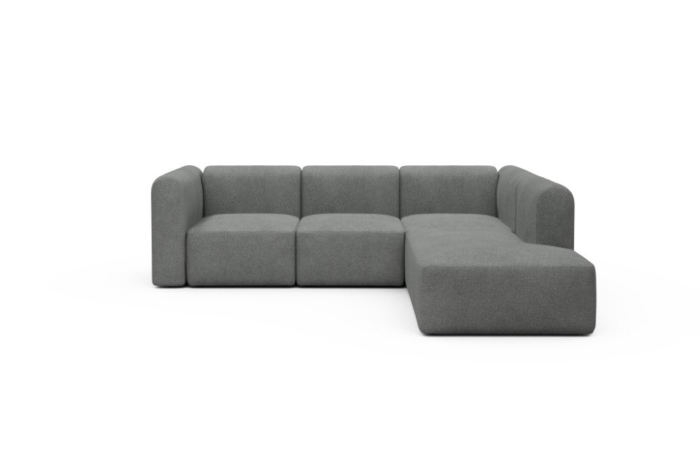 Rund Modular Sofa - Configurations 2 - M2H - 266 x 224 cm - 3 Seater + Open-end - 533 Bouclé Ash Grey