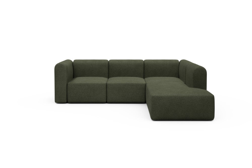 Rund Modular Sofa - Configurations 2 - M2H - 266 x 224 cm - 3 Seater + Open-end - 535 Bouclé Forest Green