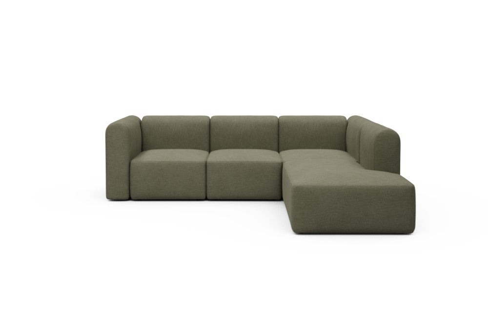 Rund Modular Sofa - Configurations 2 - M2H - 266 x 224 cm - 3 Seater + Open-end - 575 Vivus Dusty Olive