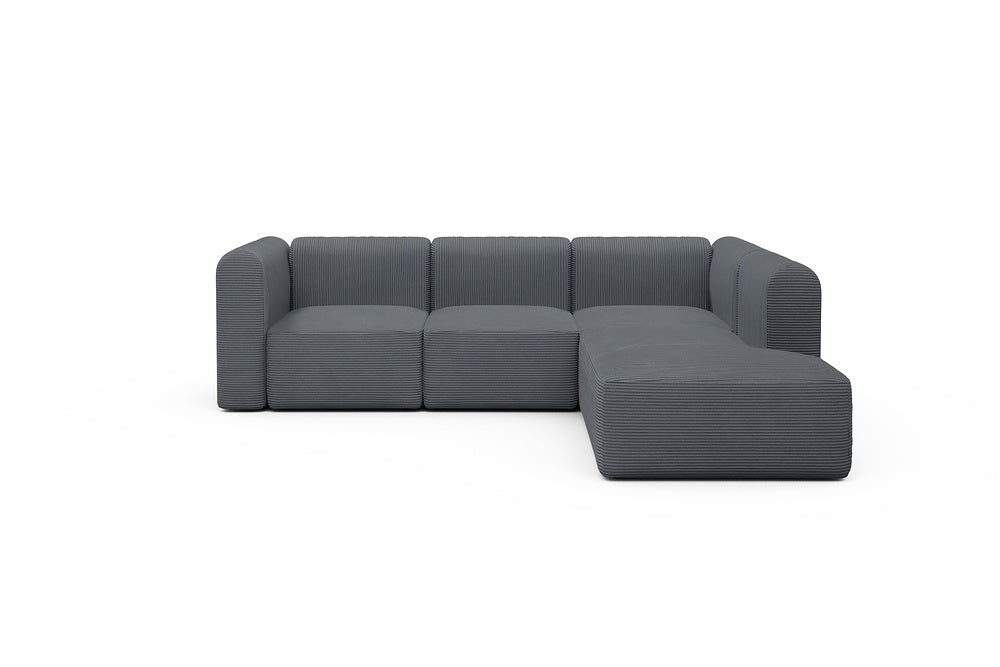 Rund Modular Sofa - Configurations 2 - M2H - 266 x 224 cm - 3 Seater + Open-end - 592 Corduroy Silvermist