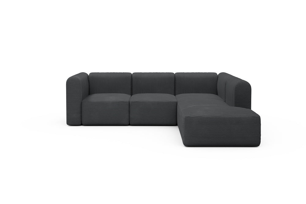 Rund Modular Sofa - Configurations 2 - M2H - 266 x 224 cm - 3 Seater + Open-end - 593 Corduroy Graphite