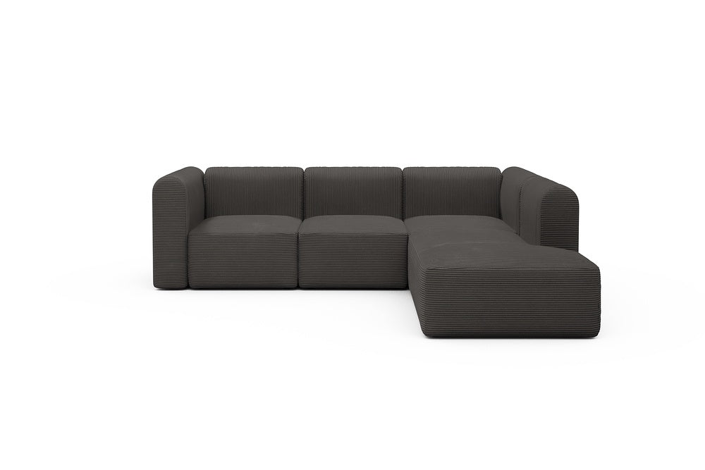 Rund Modular Sofa - Configurations 2 - M2H - 266 x 224 cm - 3 Seater + Open-end - 597 Corduroy Charcoal