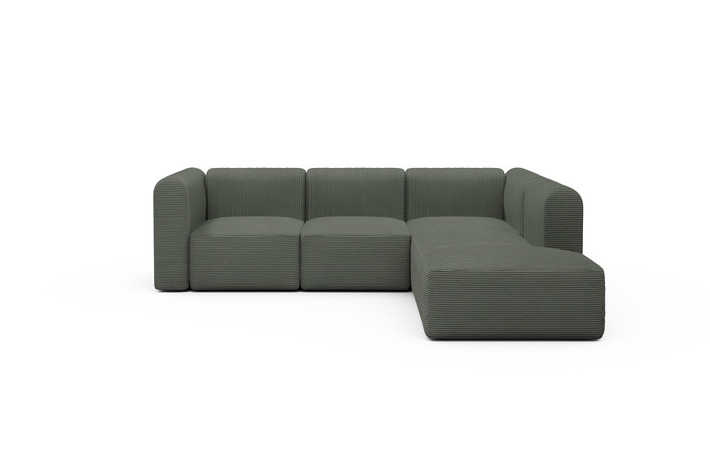 Rund Modular Sofa - Configurations 2 - M2H - 266 x 224 cm - 3 Seater + Open-end - 598 Corduroy Sage