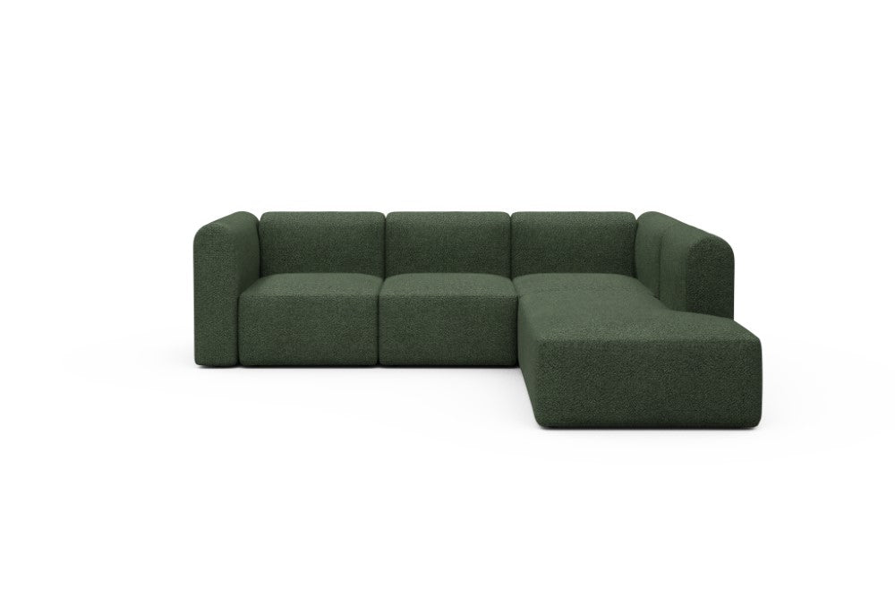 Rund Modular Sofa - Configurations 2 - M2H - 266 x 224 cm - 3 Seater + Open-end - 869 Vanora Deep Green