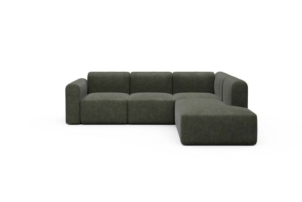Rund Modular Sofa - Configurations 2 - M2L - 266 x 224 cm - Open-end + 3 Seater - 413 Esina Olive Green