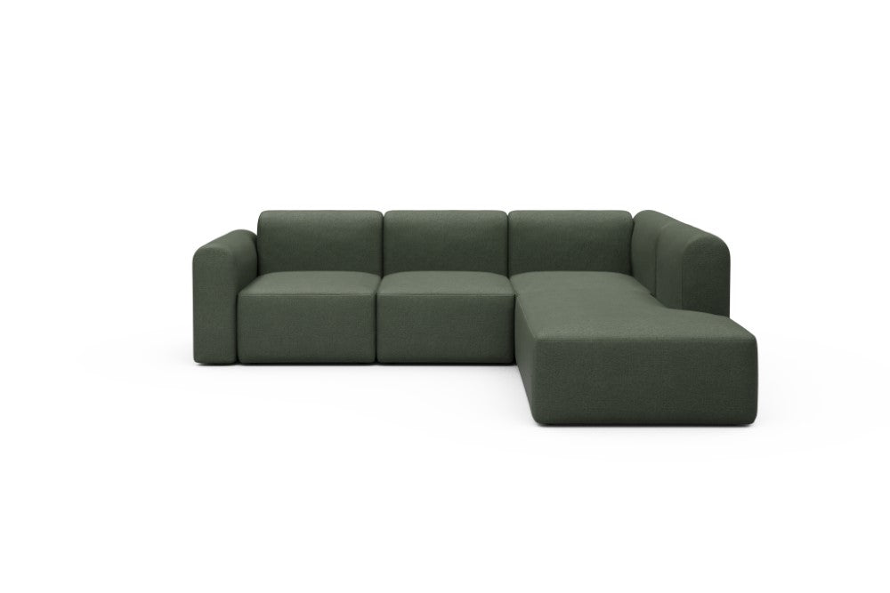 Rund Modular Sofa - Configurations 2 - M2L - 266 x 224 cm - Open-end + 3 Seater - 488 Denari Forest Green