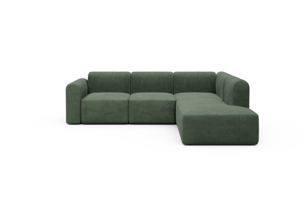 Rund Modular Sofa - Configurations 2 - M2L - 266 x 224 cm - Open-end + 3 Seater - 498 Casone Forest Green