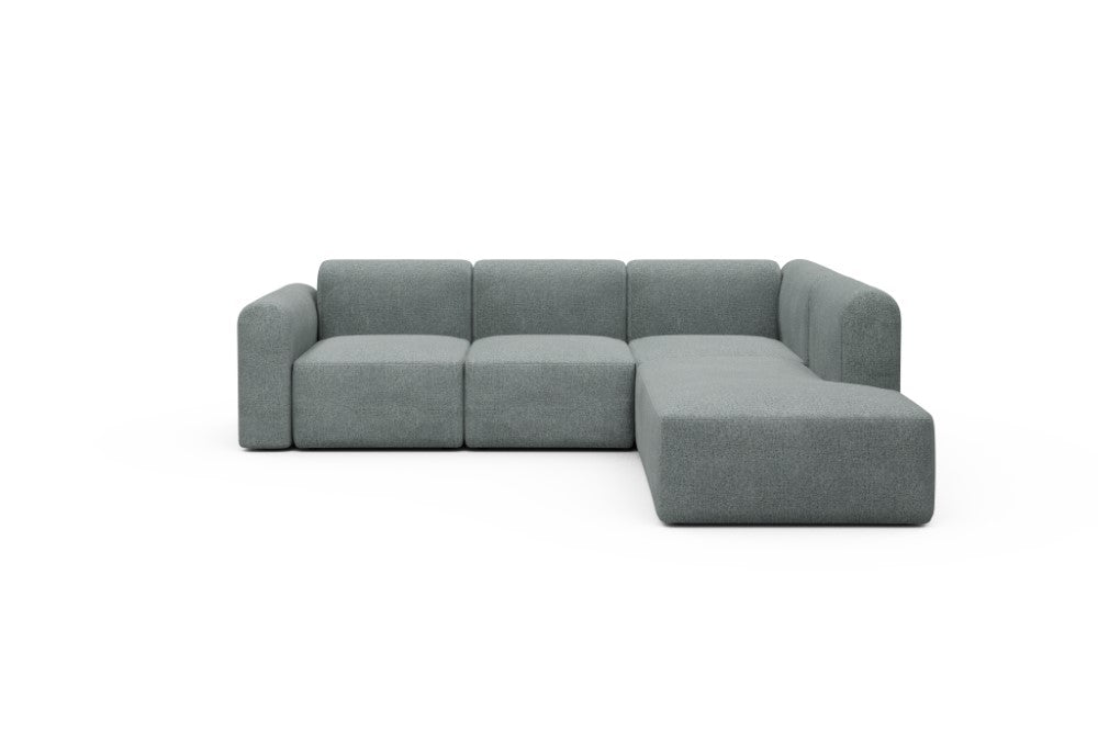 Rund Modular Sofa - Configurations 2 - M2L - 266 x 224 cm - Open-end + 3 Seater - 499 Casone Light mixed Green