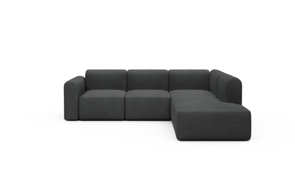 Rund Modular Sofa - Configurations 2 - M2L - 266 x 224 cm - Open-end + 3 Seater - 529 Bouclé Charcoal