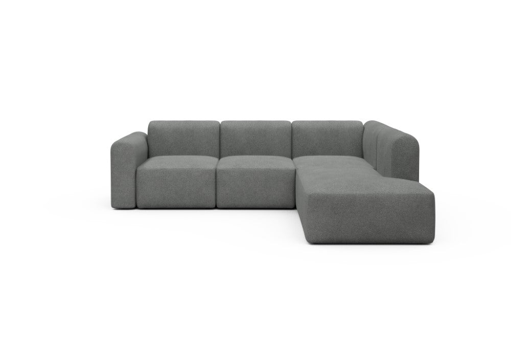 Rund Modular Sofa - Configurations 2 - M2L - 266 x 224 cm - Open-end + 3 Seater - 533 Bouclé Ash Grey