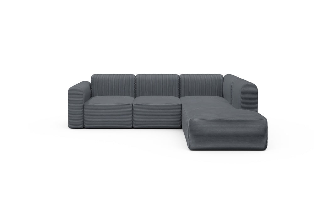 Rund Modular Sofa - Configurations 2 - M2L - 266 x 224 cm - Open-end + 3 Seater - 592 Corduroy Silvermist