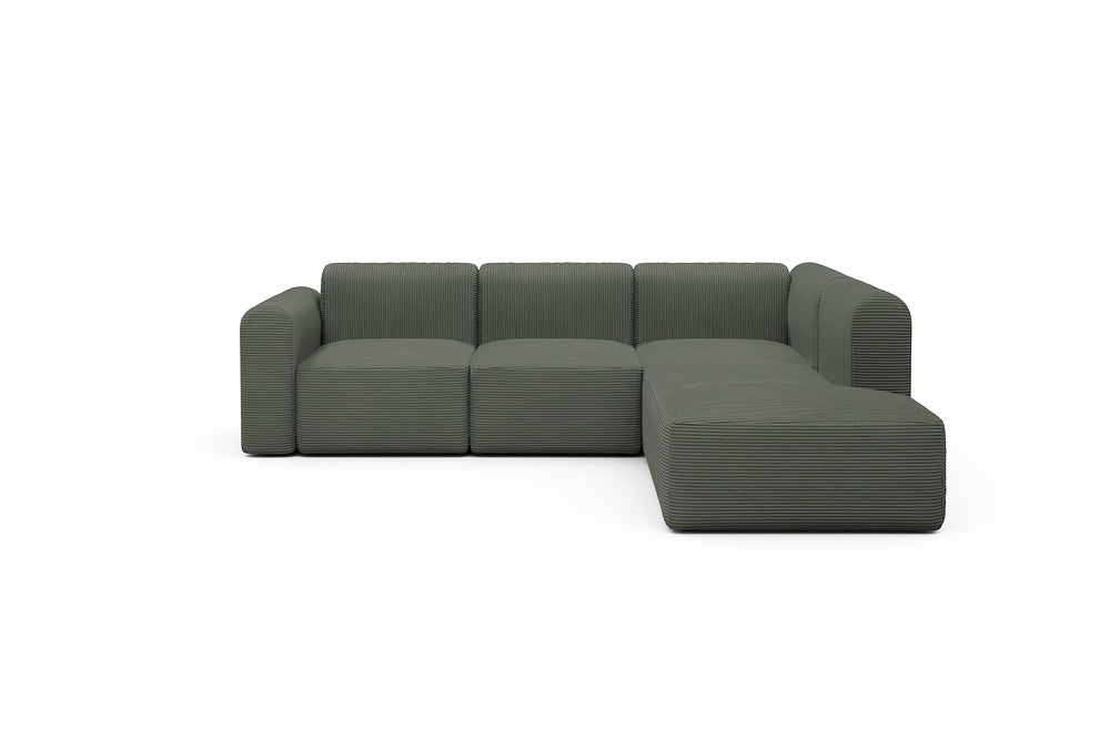 Rund Modular Sofa - Configurations 2 - M2L - 266 x 224 cm - Open-end + 3 Seater - 598 Corduroy Sage