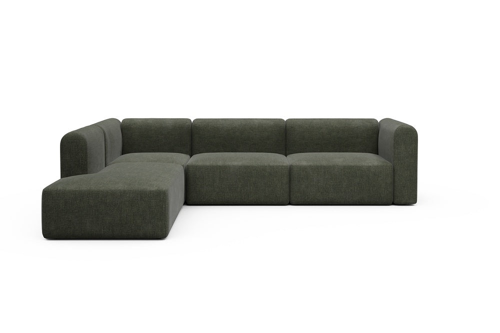 Rund Modular Sofa - Configurations 2 - N1H - 312 x 224 cm - Open-end + 3,5 Seater - 413 Esina Olive Green