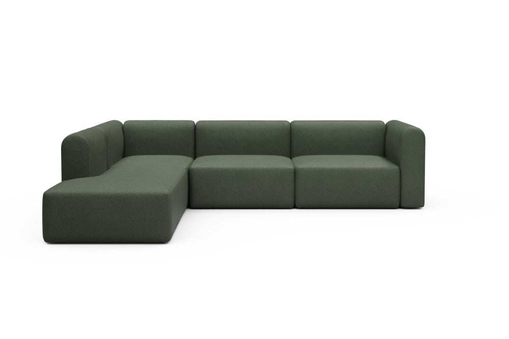 Rund Modular Sofa - Configurations 2 - N1H - 312 x 224 cm - Open-end + 3,5 Seater - 488 Denari Forest Green
