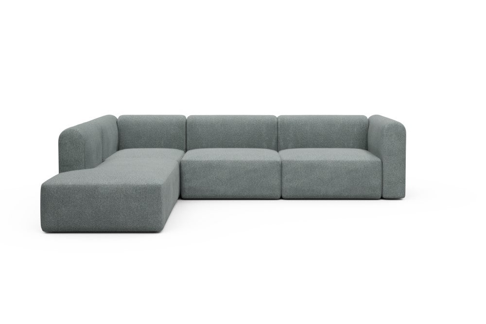Rund Modular Sofa - Configurations 2 - N1H - 312 x 224 cm - Open-end + 3,5 Seater - 499 Casone Light mixed Green