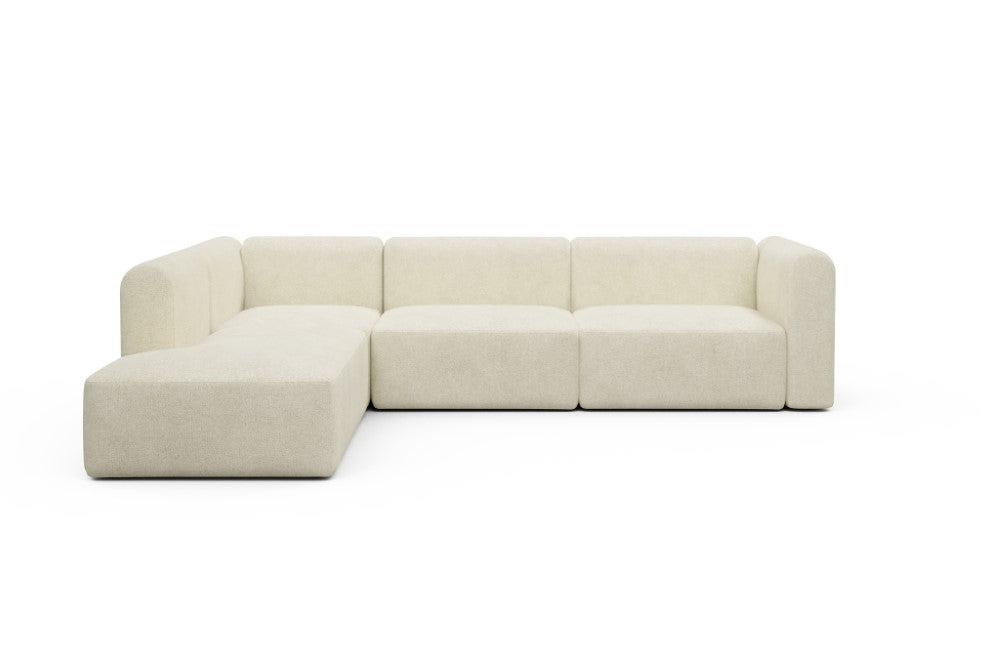 Rund Modular Sofa - Configurations 2 - N1H - 312 x 224 cm - Open-end + 3,5 Seater - 531 Bouclé Off White