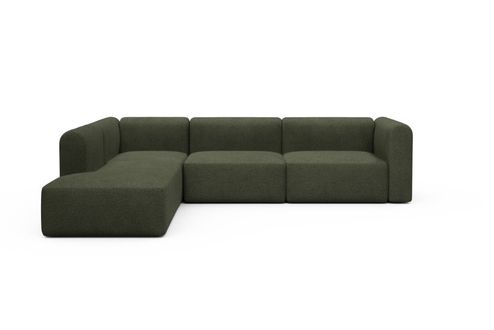 Rund Modular Sofa - Configurations 2 - N1H - 312 x 224 cm - Open-end + 3,5 Seater - 535 Bouclé Forest Green