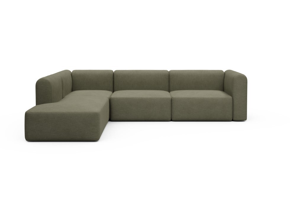 Rund Modular Sofa - Configurations 2 - N1H - 312 x 224 cm - Open-end + 3,5 Seater - 575 Vivus Dusty Olive