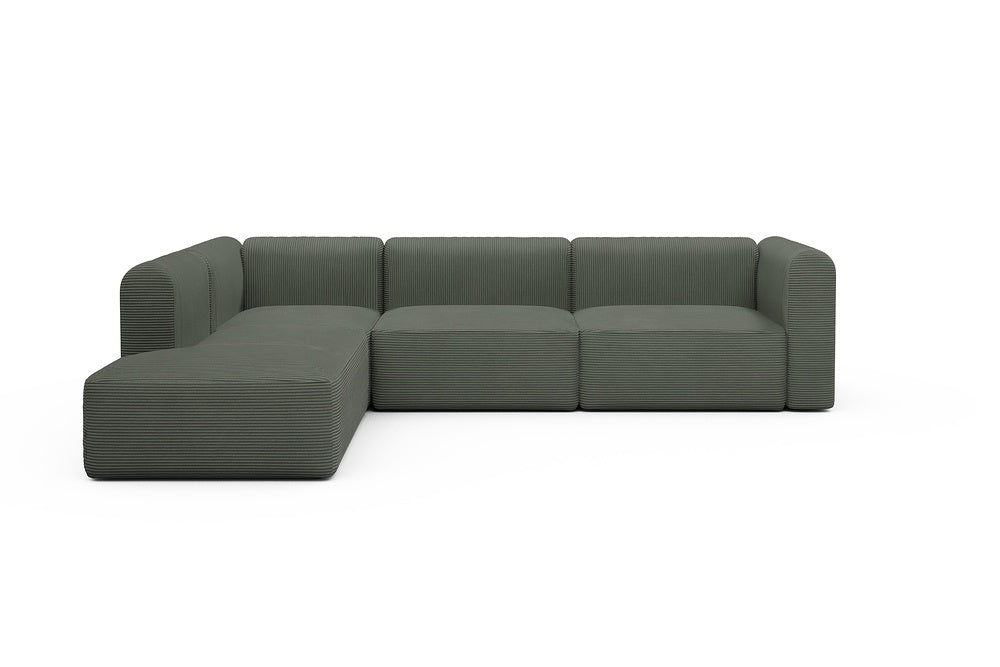 Rund Modular Sofa - Configurations 2 - N1H - 312 x 224 cm - Open-end + 3,5 Seater - 598 Corduroy Sage