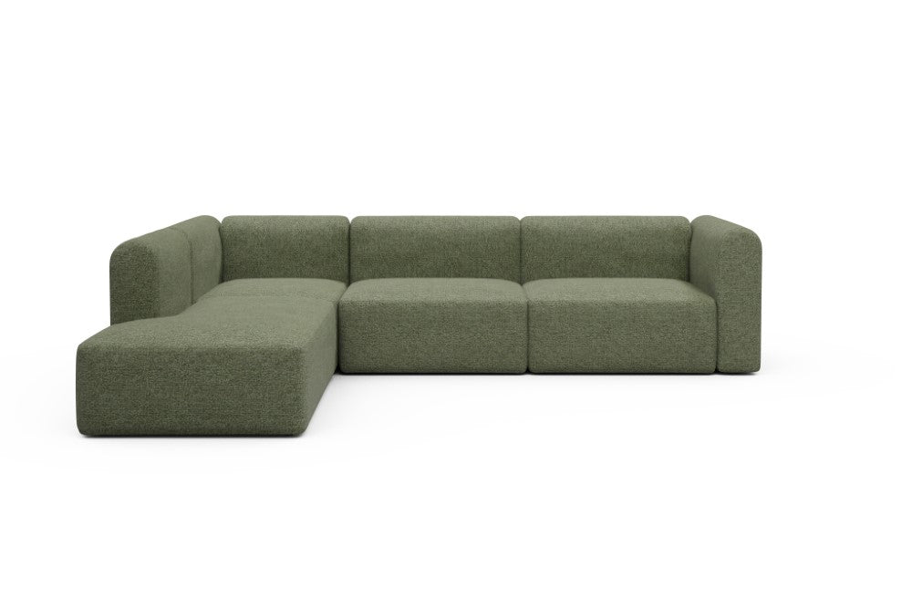Rund Modular Sofa - Configurations 2 - N1H - 312 x 224 cm - Open-end + 3,5 Seater - 775 Carreno Vivid Green