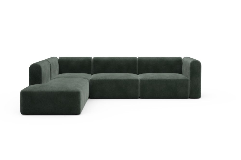 Rund Modular Sofa - Configurations 2 - N1H - 312 x 224 cm - Open-end + 3,5 Seater - 814 Smooth Laural Green
