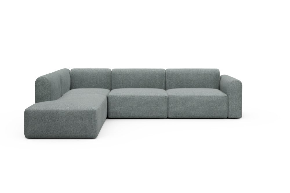 Rund Modular Sofa - Configurations 2 - N1L - 312 x 224 cm - 3,5 Seater + Open-end - 499 Casone Light mixed Green