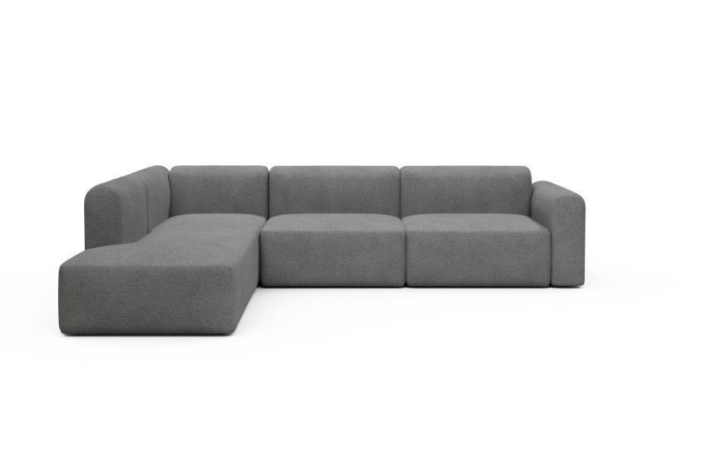 Rund Modular Sofa - Configurations 2 - N1L - 312 x 224 cm - 3,5 Seater + Open-end - 533 Bouclé Ash Grey