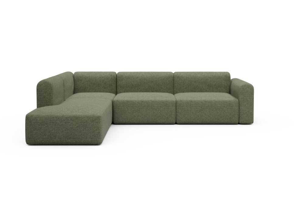Rund Modular Sofa - Configurations 2 - N1L - 312 x 224 cm - 3,5 Seater + Open-end - 775 Carreno Vivid Green