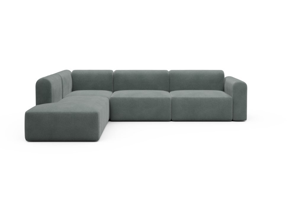 Rund Modular Sofa - Configurations 2 - N1L - 312 x 224 cm - 3,5 Seater + Open-end - 812 Smooth Smooth Silver Grey