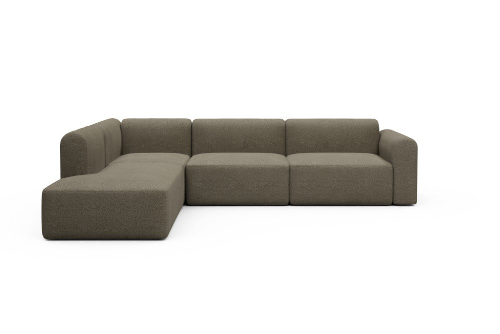 Rund Modular Sofa - Configurations 2 - N1L - 312 x 224 cm - 3,5 Seater + Open-end - 850 Mahoga Caramel Grey