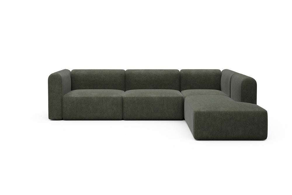 Rund Modular Sofa - Configurations 2 - N2H - 312 x 224 cm - 4 Seater + Open-end - 413 Esina Olive Green