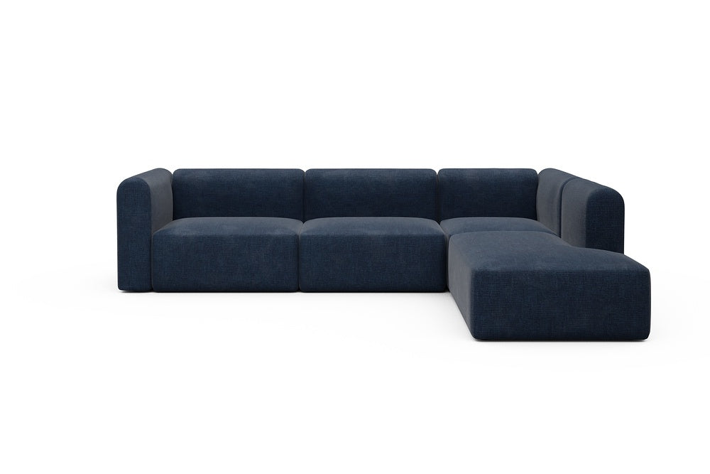 Rund Modular Sofa - Configurations 2 - N2H - 312 x 224 cm - 4 Seater + Open-end - 414 Esina Indigo Blue