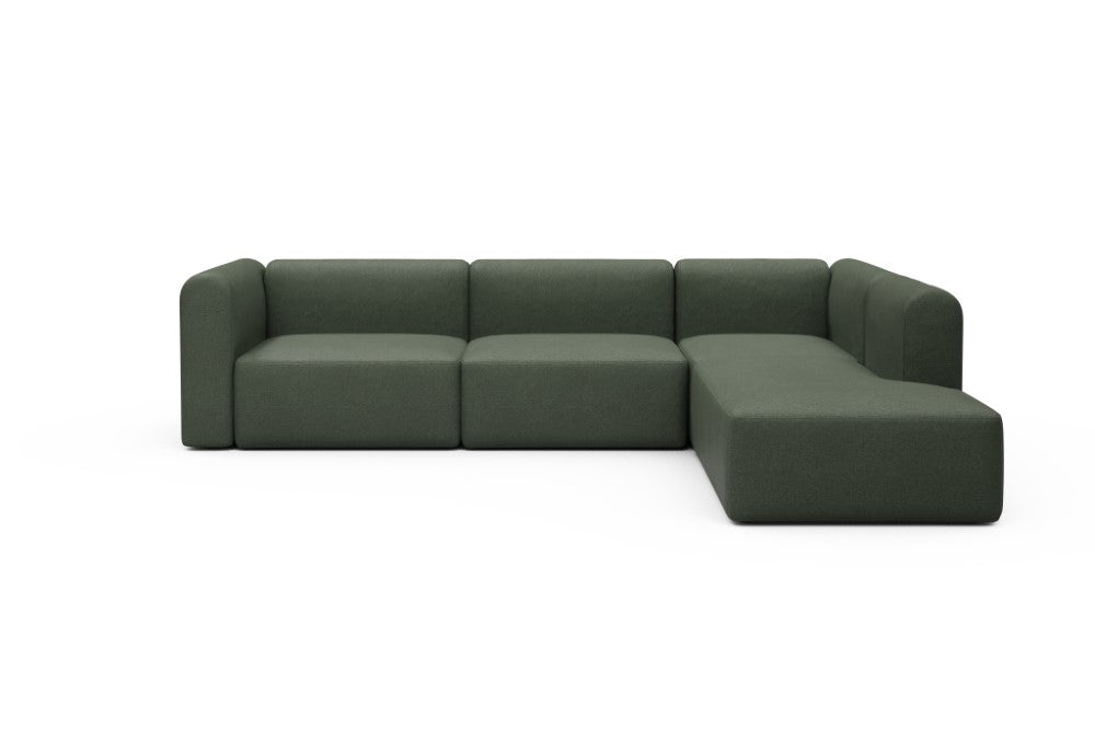 Rund Modular Sofa - Configurations 2 - N2H - 312 x 224 cm - 4 Seater + Open-end - 488 Denari Forest Green