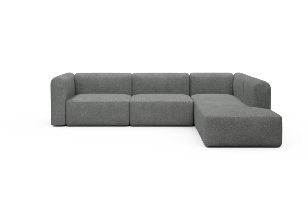 Rund Modular Sofa - Configurations 2 - N2H - 312 x 224 cm - 4 Seater + Open-end - 533 Bouclé Ash Grey