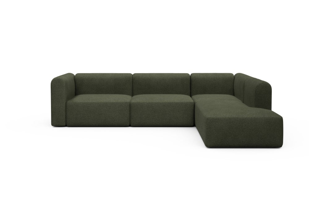 Rund Modular Sofa - Configurations 2 - N2H - 312 x 224 cm - 4 Seater + Open-end - 535 Bouclé Forest Green