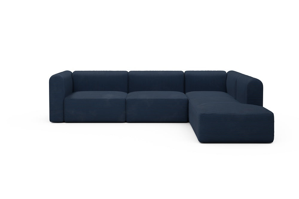 Rund Modular Sofa - Configurations 2 - N2H - 312 x 224 cm - 4 Seater + Open-end - 591 Corduroy Midnight-Blue