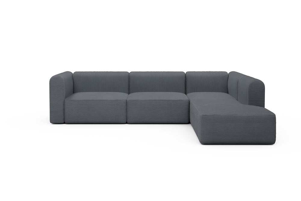 Rund Modular Sofa - Configurations 2 - N2H - 312 x 224 cm - 4 Seater + Open-end - 592 Corduroy Silvermist