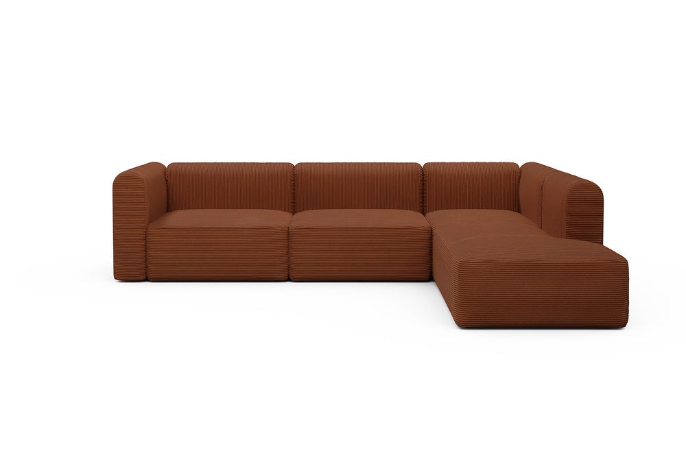 Rund Modular Sofa - Configurations 2 - N2H - 312 x 224 cm - 4 Seater + Open-end - 595 Corduroy Burnt-Orange