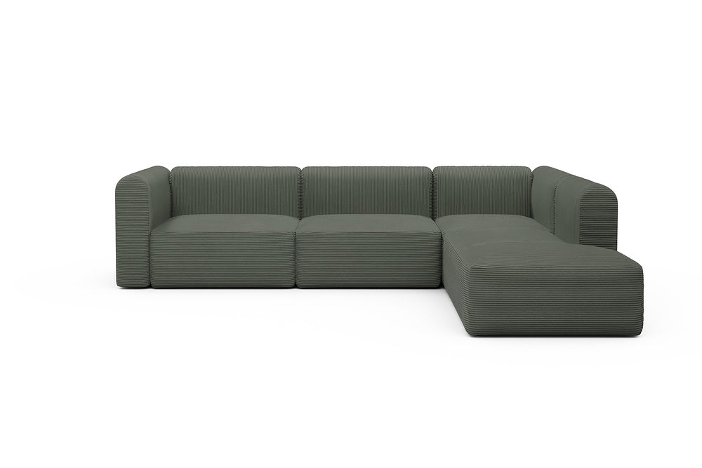 Rund Modular Sofa - Configurations 2 - N2H - 312 x 224 cm - 4 Seater + Open-end - 598 Corduroy Sage