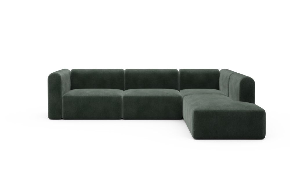 Rund Modular Sofa - Configurations 2 - N2H - 312 x 224 cm - 4 Seater + Open-end - 814 Smooth Laural Green