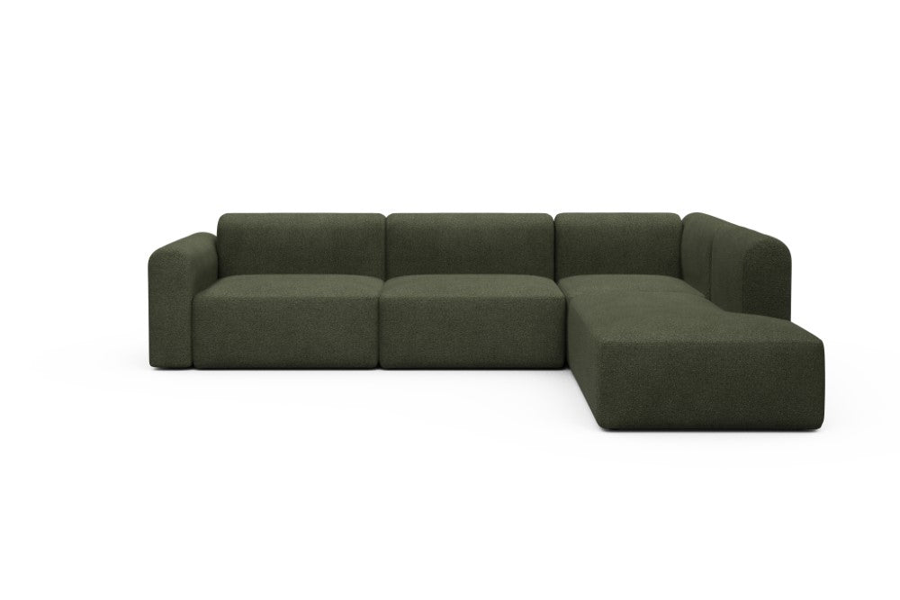 Rund Modular Sofa - Configurations 2 - N2L - 312 x 224 cm - Open-end + 4 Seater - 535 Bouclé Forest Green