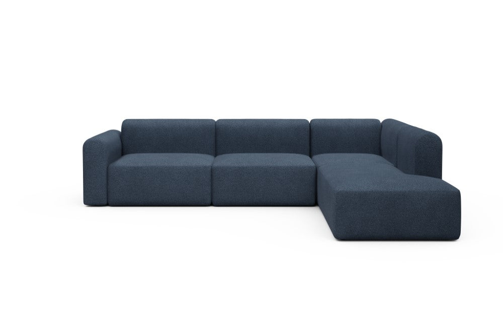 Rund Modular Sofa - Configurations 2 - N2L - 312 x 224 cm - Open-end + 4 Seater - 537 Bouclé Blue