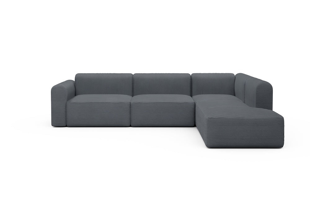 Rund Modular Sofa - Configurations 2 - N2L - 312 x 224 cm - Open-end + 4 Seater - 592 Corduroy Silvermist