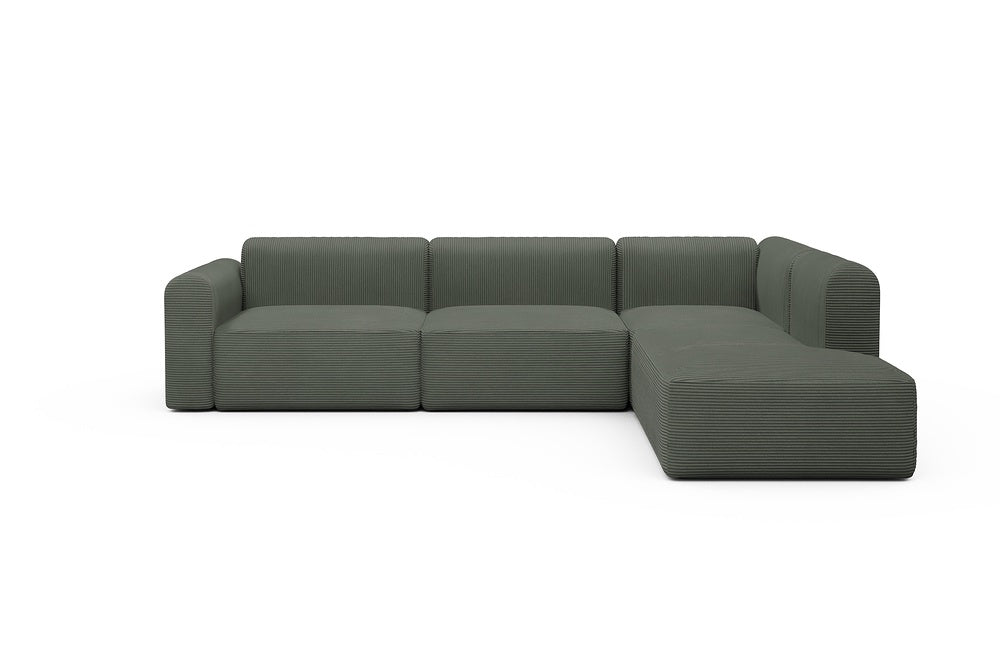 Rund Modular Sofa - Configurations 2 - N2L - 312 x 224 cm - Open-end + 4 Seater - 598 Corduroy Sage