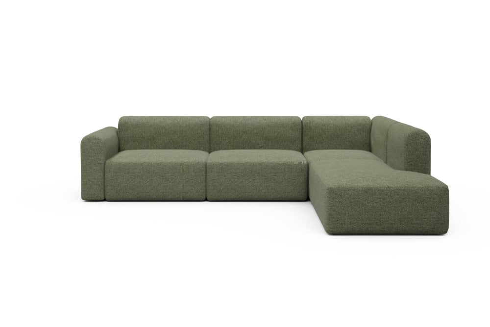 Rund Modular Sofa - Configurations 2 - N2L - 312 x 224 cm - Open-end + 4 Seater - 775 Carreno Vivid Green