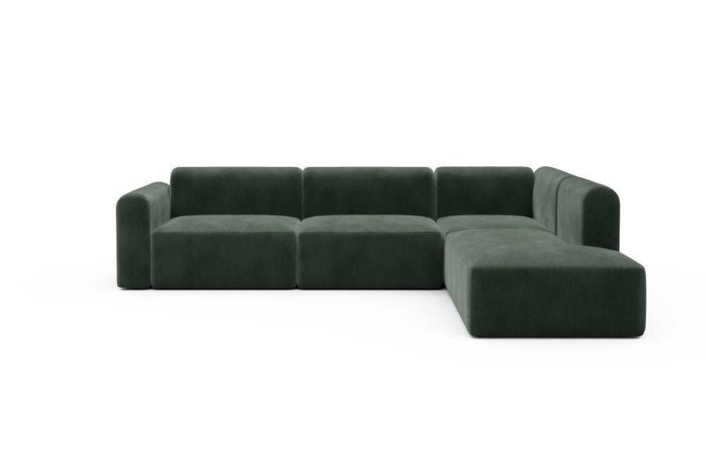 Rund Modular Sofa - Configurations 2 - N2L - 312 x 224 cm - Open-end + 4 Seater - 814 Smooth Laural Green
