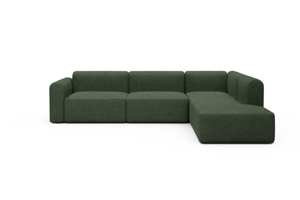 Rund Modular Sofa - Configurations 2 - N2L - 312 x 224 cm - Open-end + 4 Seater - 869 Vanora Deep Green