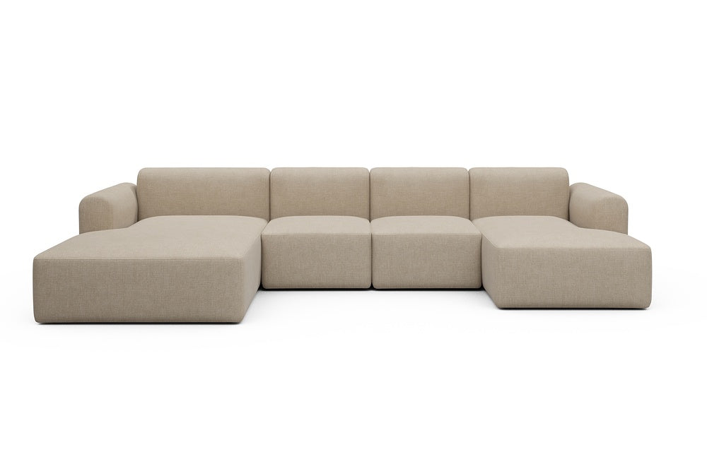 Rund Modular Sofa - Configurations 2 - U1L - 360 x 188 cm - Chaise + 2 Seater + Chaise - 410 Esina Almond Beige